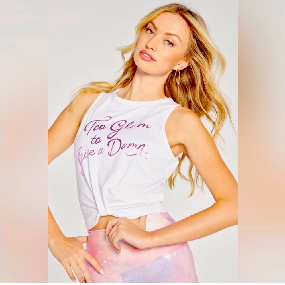 Wildfox Too Glam to Give a Damn Lola Active Tank in White NWT
